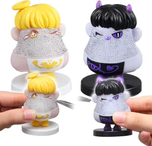 2PCS Angels and Demons Hair Plucking Fidget Toys,Shaking Bobblehead Dashboard Car Decor Car Accessories,Stress Relief Picking Toys as Halloween Party Favors Valentines Christmas Novelty Gifts