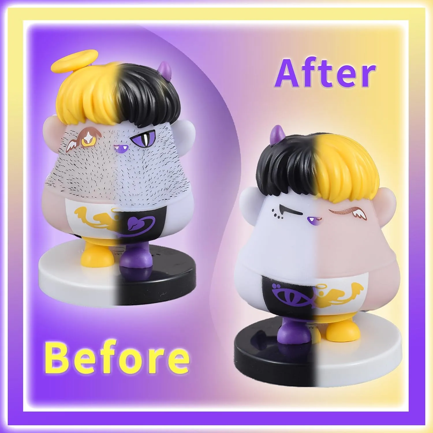 2PCS Angels and Demons Hair Plucking Fidget Toys,Shaking Bobblehead Dashboard Car Decor Car Accessories,Stress Relief Picking Toys as Halloween Party Favors Valentines Christmas Novelty Gifts