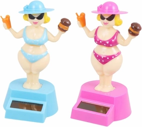 2PCS Solar Dancing Toys Bobble Head Toy Girl Dancing Dashboard Decorations Hawaiian Ornaments Random Color