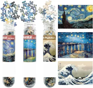 3 Pack Small Jigsaw Puzzles for Adults Challenging Puzzle Mini Jigsaw Puzzles for Adults 150 Pieces Starry Night Rhone River Sea Wave Puzzles 6 x 4 Inches