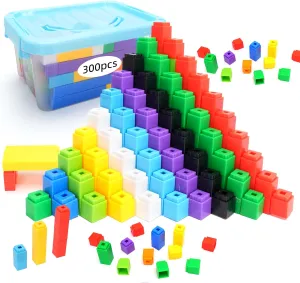 300 Pcs Linking Cubes for Kids, Counting Blocks with Storage Boxes, STEM Connecting Cubes Math Manipulatives for Preschool and Elementary Aged Kids