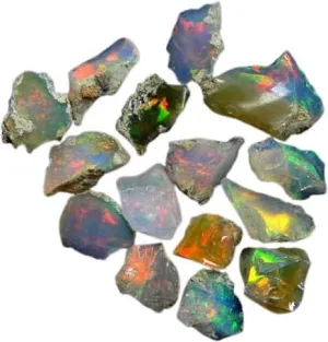 30.05Cts. Natural Raw Ethiopian Opal Stone, Lot Gemstones, Ultra Fire Play Opal Rough, Chakra Healing Crystals, Jewelry Making, Wire Wrapping, Loose Supply Wholesale, October Birthstone, DIY Craft