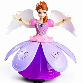 360 Degree Rotating Dancing Doll Princess Musical Flashing Lights with Music Sound Toy (Pink)