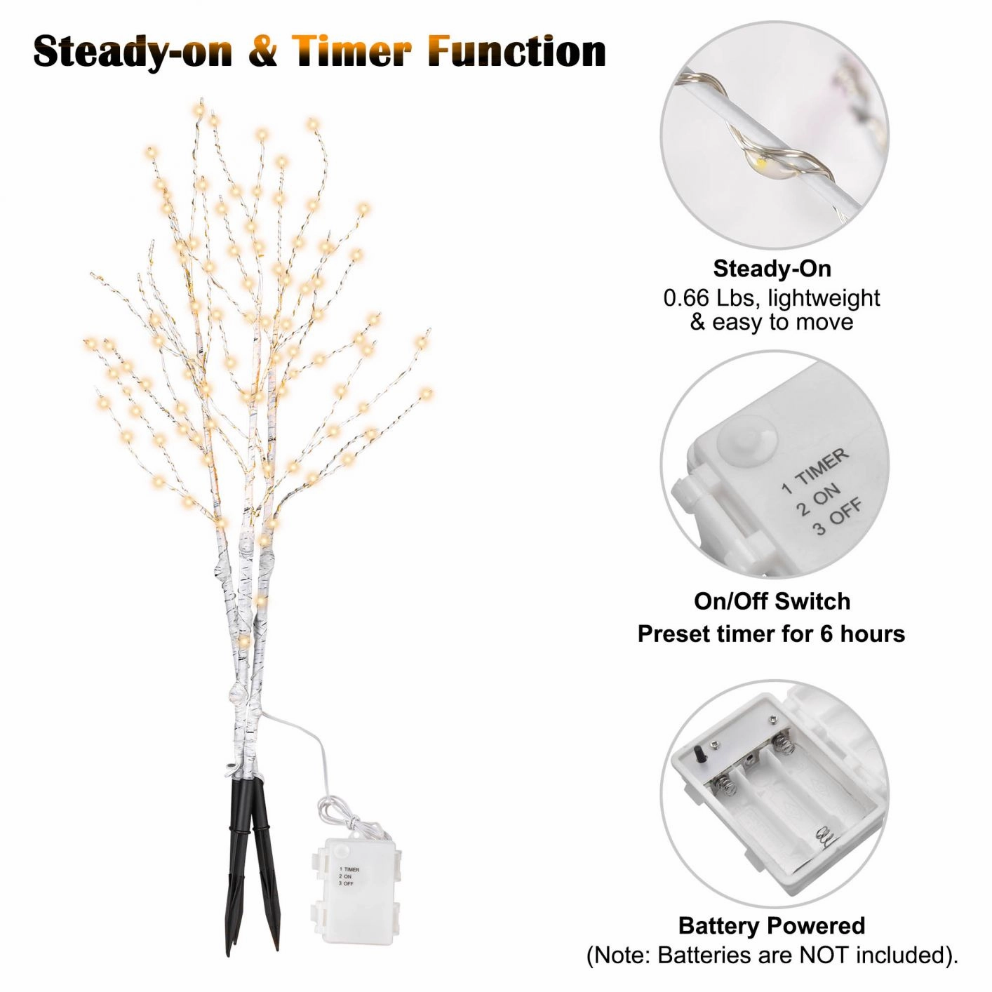 3/6/12 Pack 33" Birch Branch Light Up Battery Operated 150 LED Twig Fairy Trees 1pcs