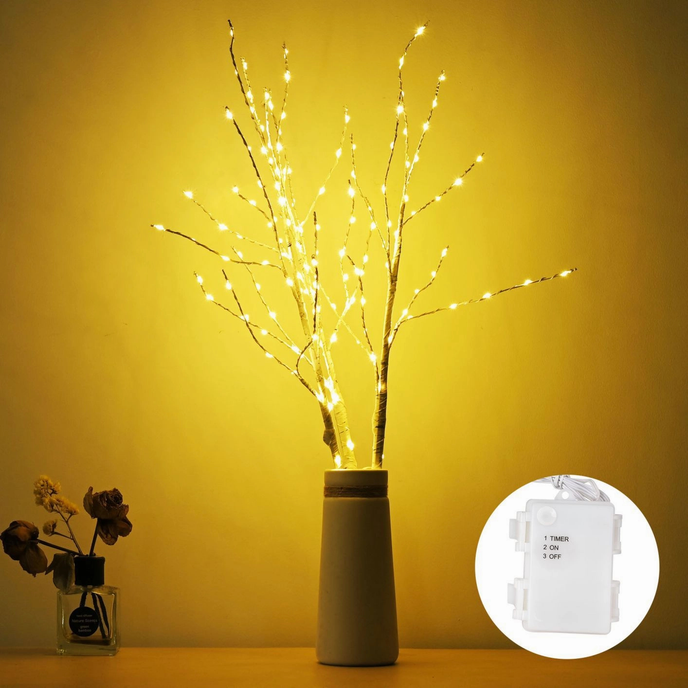 3/6/12 Pack 33" Birch Branch Light Up Battery Operated 150 LED Twig Fairy Trees 1pcs