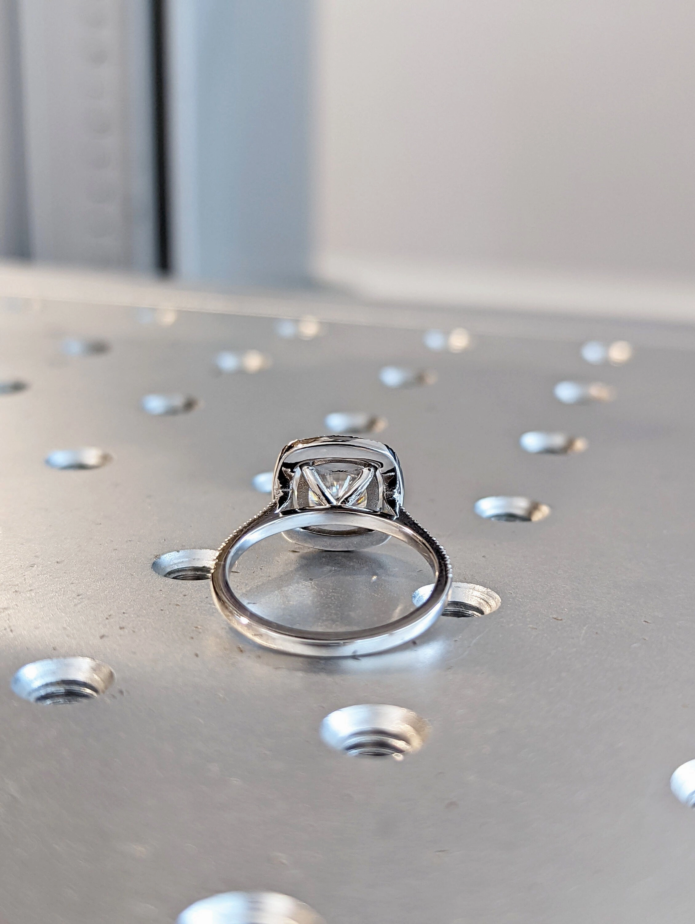 3 Carat Cushion Cut Engagement Ring Halo Solid 14k White Gold Lab Created Man Made Synthetic Simulated Moissanite and Diamonds Ring Bridal