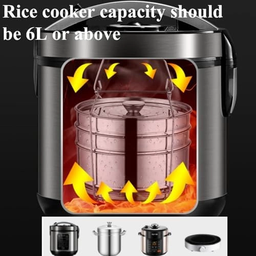 3 Tier Stackable Stainless Steel Insert Pans with Cooking Chip Portable Steamer Cooker with Basket Stand for 6QT Instant Pot Accessories Pot-in-Pot Cookware for Kitchen