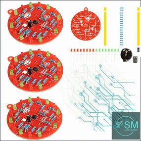 3 X NE555 LED Christmas Tree Bauble Soldering DIY Kit Red-Green LED Inc CR2032