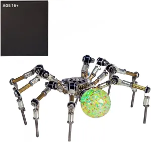 3D Metal Puzzle for Adults, 270 PCS DIY Assemble Steampunk Spider Model with 2CM Glowing Crystal Ball, Creative Decorations for Home or Office