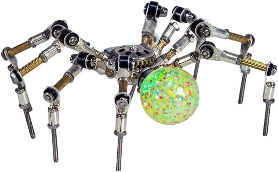 3D Metal Puzzle for Adults, 270 PCS DIY Assemble Steampunk Spider Model with 2CM Glowing Crystal Ball, Creative Decorations for Home or Office