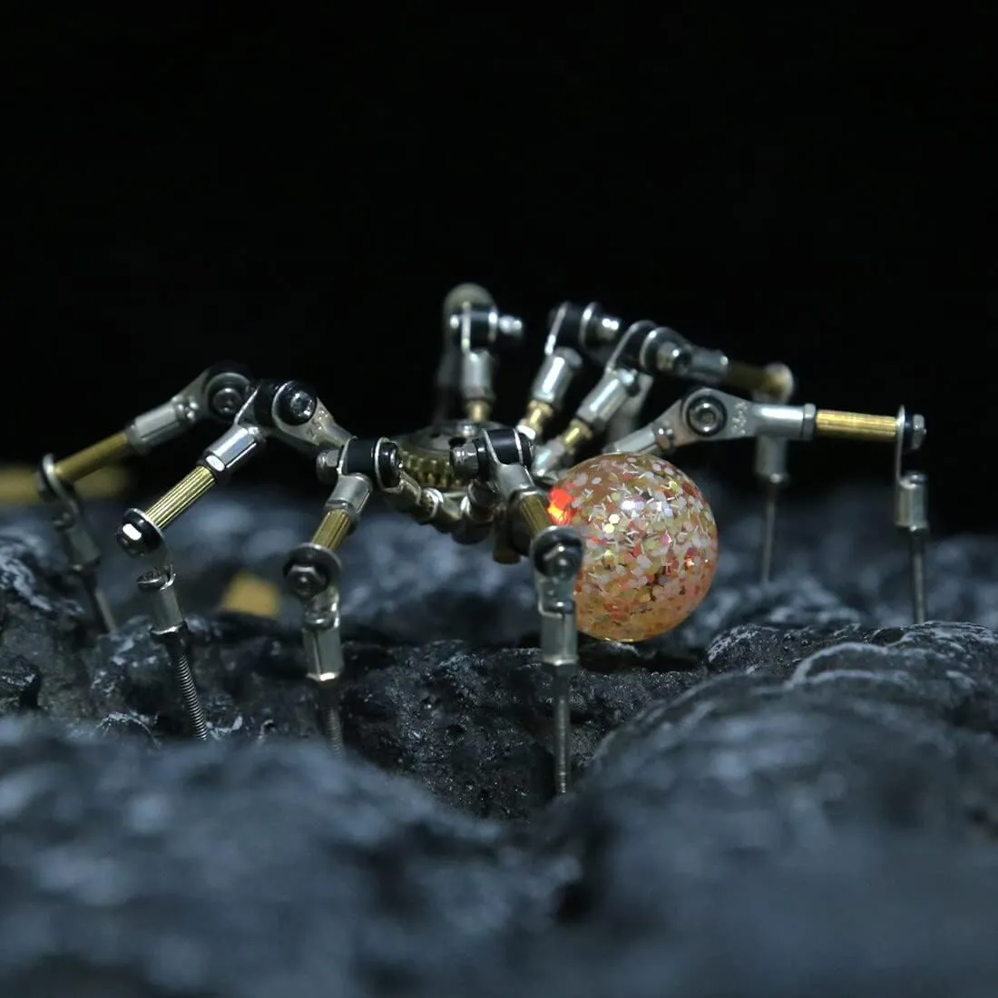 3D Metal Puzzle for Adults, 270 PCS DIY Assemble Steampunk Spider Model with 2CM Glowing Crystal Ball, Creative Decorations for Home or Office