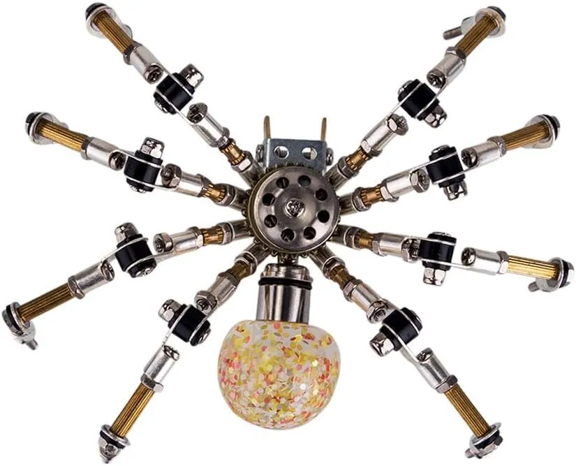 3D Metal Puzzle for Adults, 270 PCS DIY Assemble Steampunk Spider Model with 2CM Glowing Crystal Ball, Creative Decorations for Home or Office