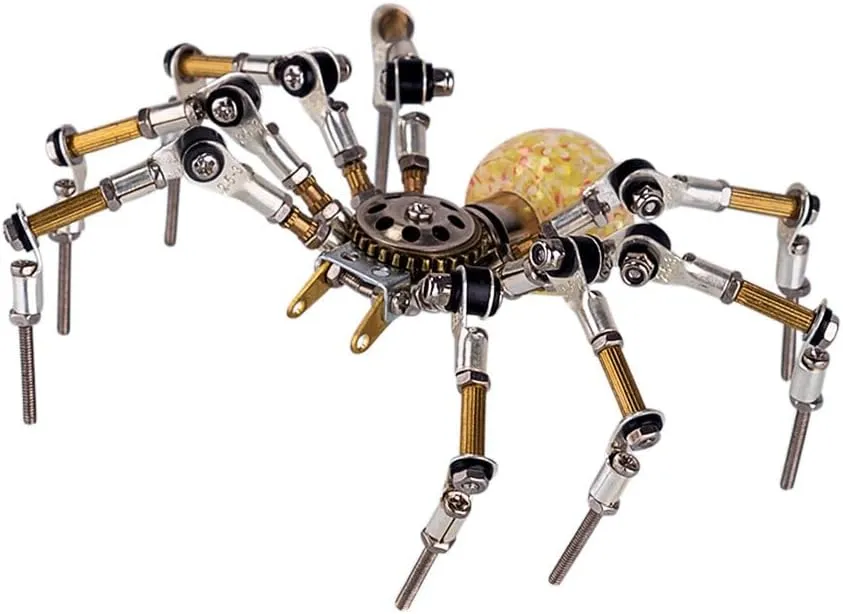 3D Metal Puzzle for Adults, 270 PCS DIY Assemble Steampunk Spider Model with 2CM Glowing Crystal Ball, Creative Decorations for Home or Office