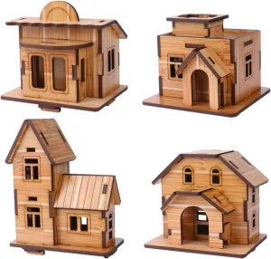 3D Wooden Puzzle, Mini DIY Model House Kit Educational Toys Jigsaw Puzzles Gift for Children and Adult