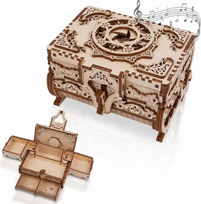 3D Wooden Puzzle Box, DIY Mechanical Wood Model Kits Jewelry Keepsakes Storage Box for Adults, Ideal Gift on Birthday Christmas Valentine's Day, Vintage Decoration for Home