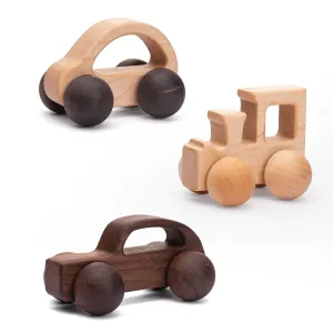3PCS Wooden Baby Toys,Baby Grasping Toys Push Car Toys Montessori Toys Wooden Toy Vehicles,#3