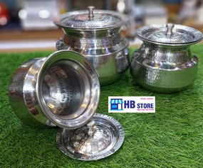 3Pcs Mini Silver Steel Cooking Degchi Set