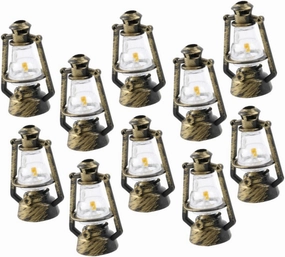 3sets Mini Doll House Kerosene Lamps Retro Furniture Decor for Miniature Oil Lanterns for House Decoration and DIY Projects 10pcs*3