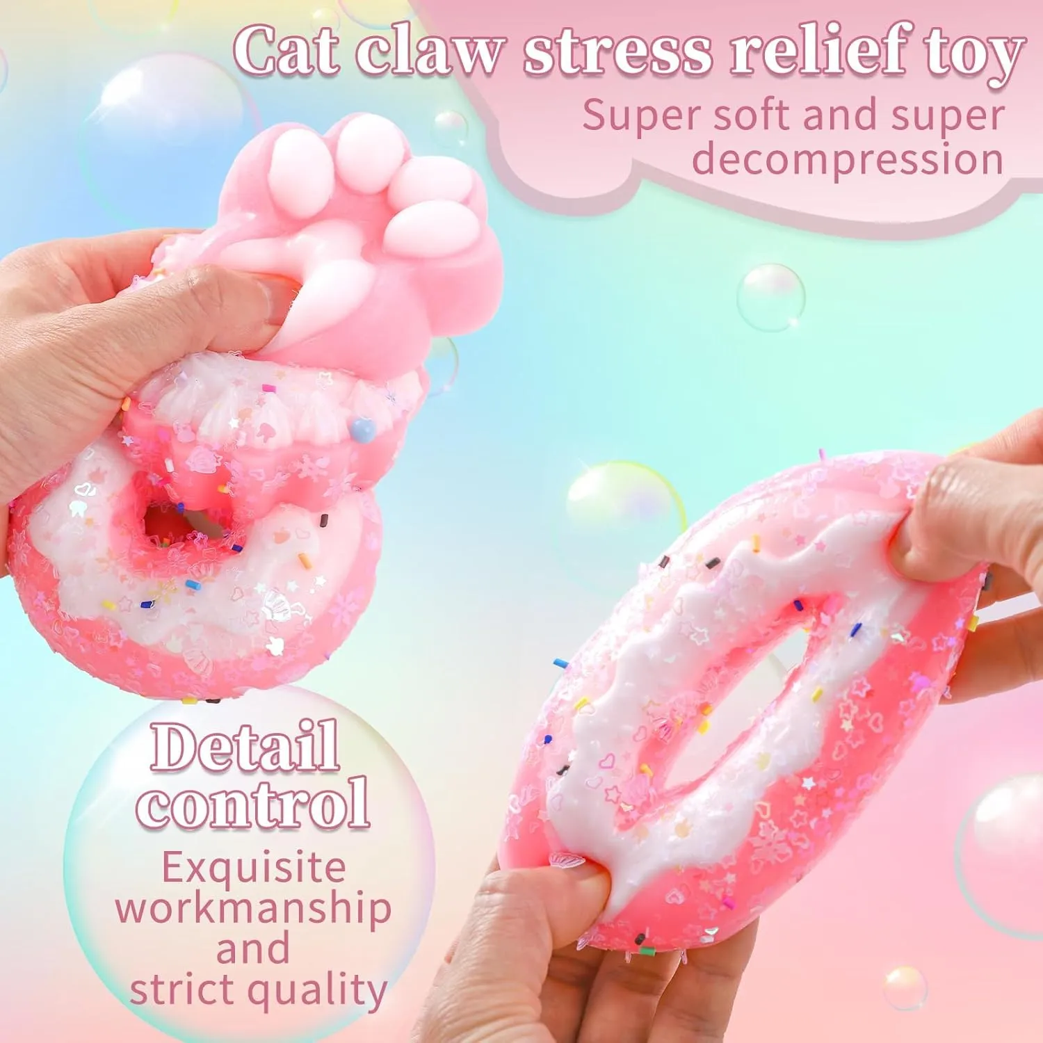 4 Pcs Taba Squeeze Toys Kawaii Squi shies Sensory Toys Pinch Toys Cute Donut Mochi Toys for Party Favors, Gifts for Adults Kids (Cute Style)