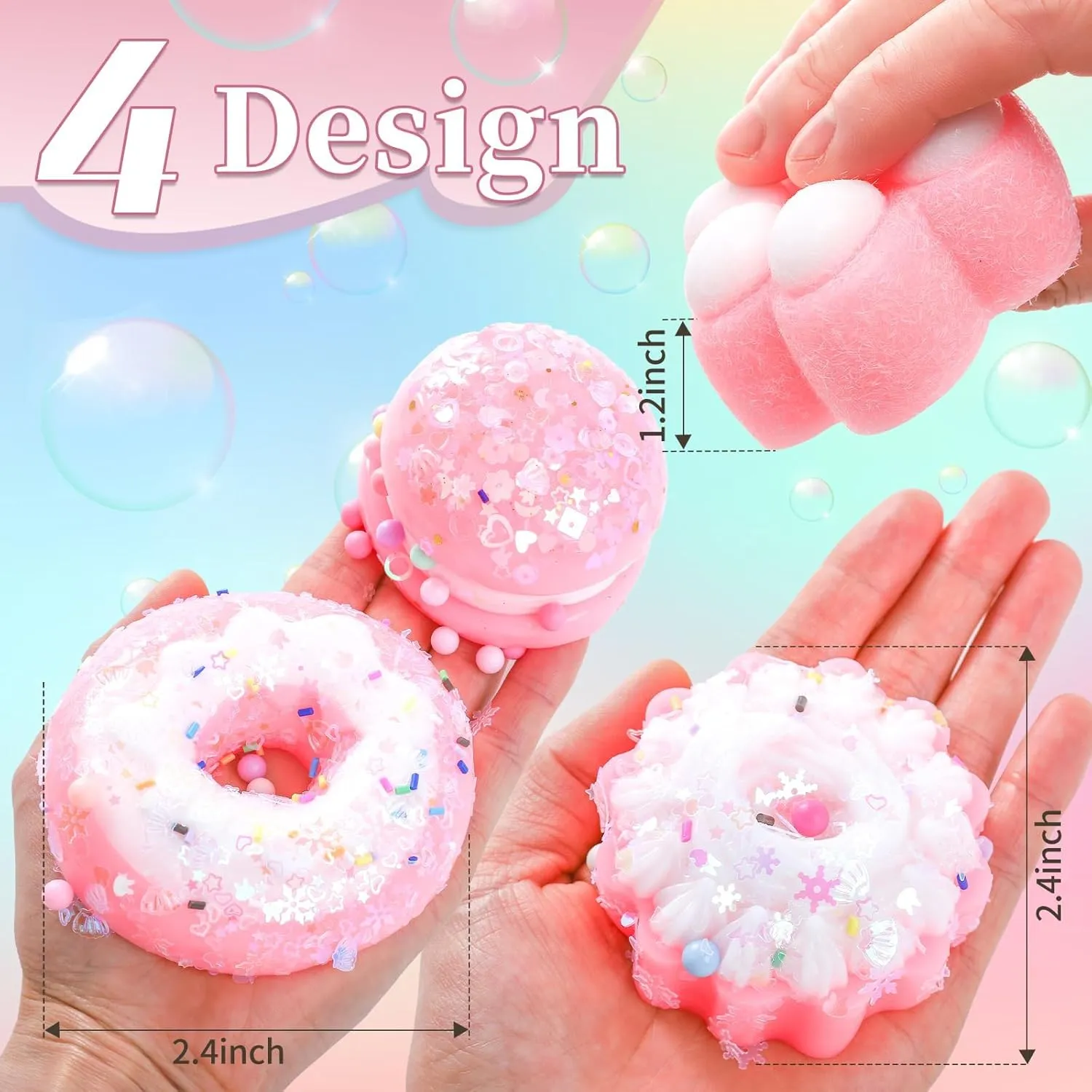 4 Pcs Taba Squeeze Toys Kawaii Squi shies Sensory Toys Pinch Toys Cute Donut Mochi Toys for Party Favors, Gifts for Adults Kids (Cute Style)