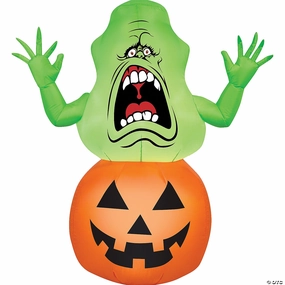 42" Blow-Up Inflatable Ghostbusters Slimer on Pumpkin with Built-In LED Lights Outdoor Yard Decoration
