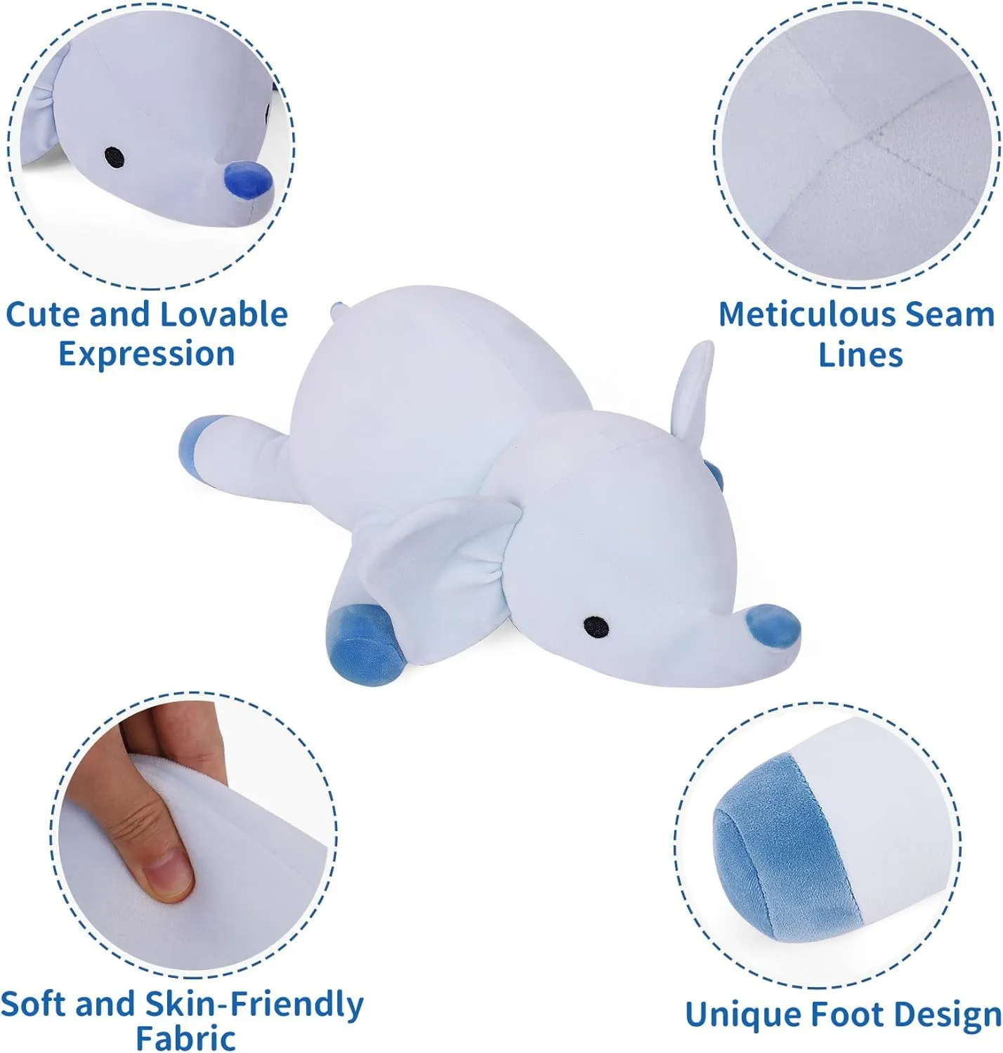 4.2lbs Elephant Weighted Stuffed Animals 24in, Weighted Elephant, Cuddle Comfort Plush Toy Gifts for Adults, Kids, Girls and Boys(Blue)