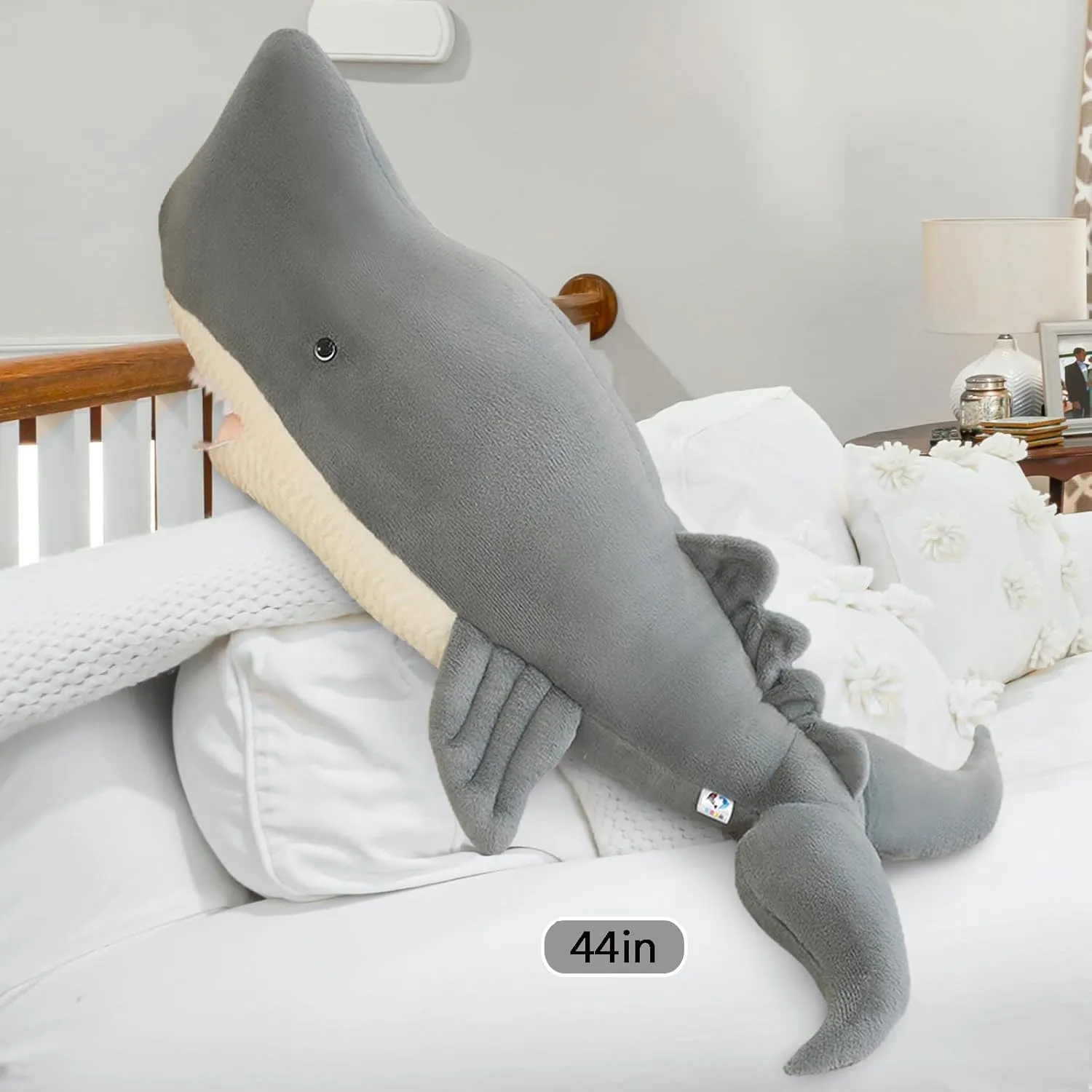 44 Inch Whale Stuffed Animal, Whale Shark Plush Toy, Marine Animal Fish Decorations, Plush Whales Pillow, Perfect Stress Relief Gift for Women and Children! (Gray,44Inch)