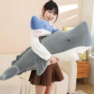 44 Inch Whale Stuffed Animal, Whale Shark Plush Toy, Marine Animal Fish Decorations, Plush Whales Pillow, Perfect Stress Relief Gift for Women and Children! (Gray,44Inch)