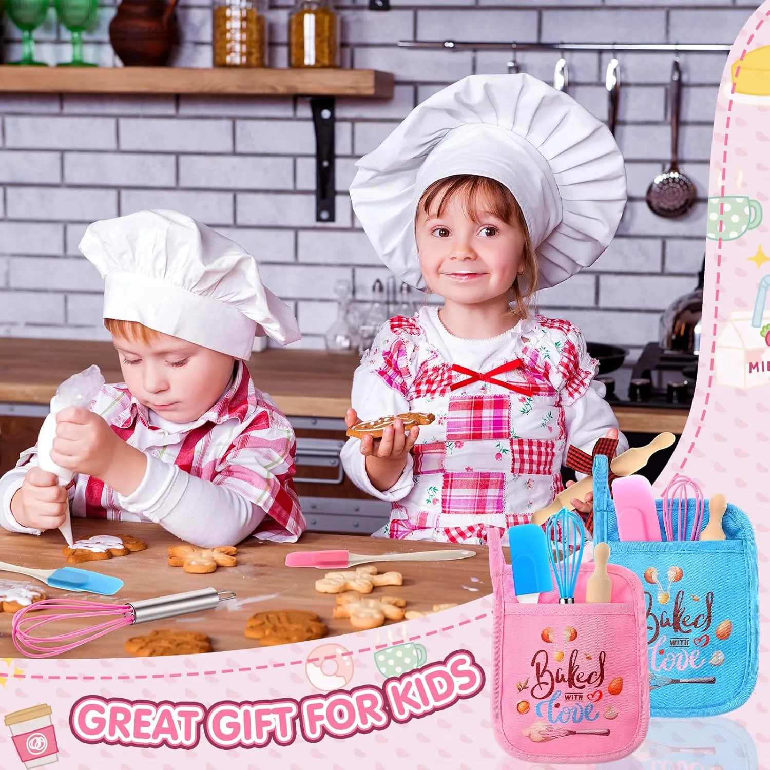 48 Pcs Kids Baking Supplies for Real Cooking Games Prize Party Favors, Valentines Gifts for Kids, Baking Cooking Birthday Party for Boys Girls Toddlers (Small)