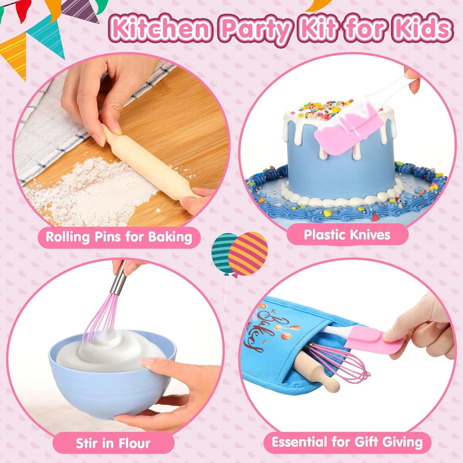 48 Pcs Kids Baking Supplies for Real Cooking Games Prize Party Favors, Valentines Gifts for Kids, Baking Cooking Birthday Party for Boys Girls Toddlers (Small)