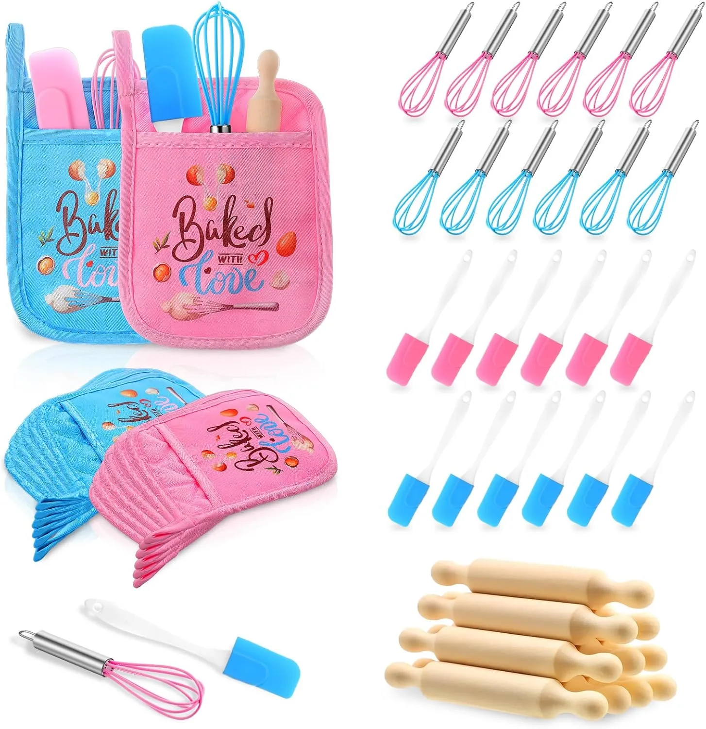48 Pcs Kids Baking Supplies for Real Cooking Games Prize Party Favors, Valentines Gifts for Kids, Baking Cooking Birthday Party for Boys Girls Toddlers (Small)