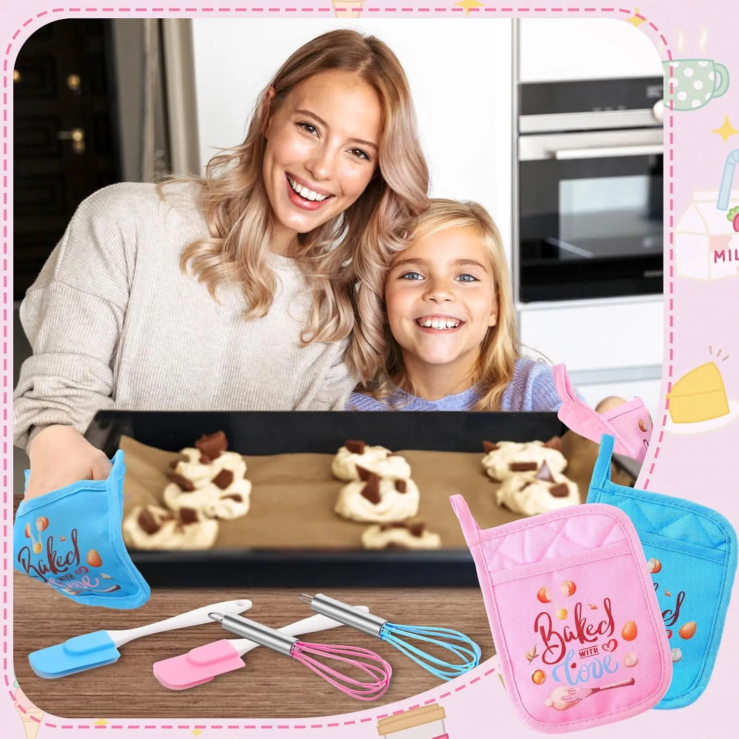 48 Pcs Kids Baking Supplies for Real Cooking Games Prize Party Favors, Valentines Gifts for Kids, Baking Cooking Birthday Party for Boys Girls Toddlers (Small)