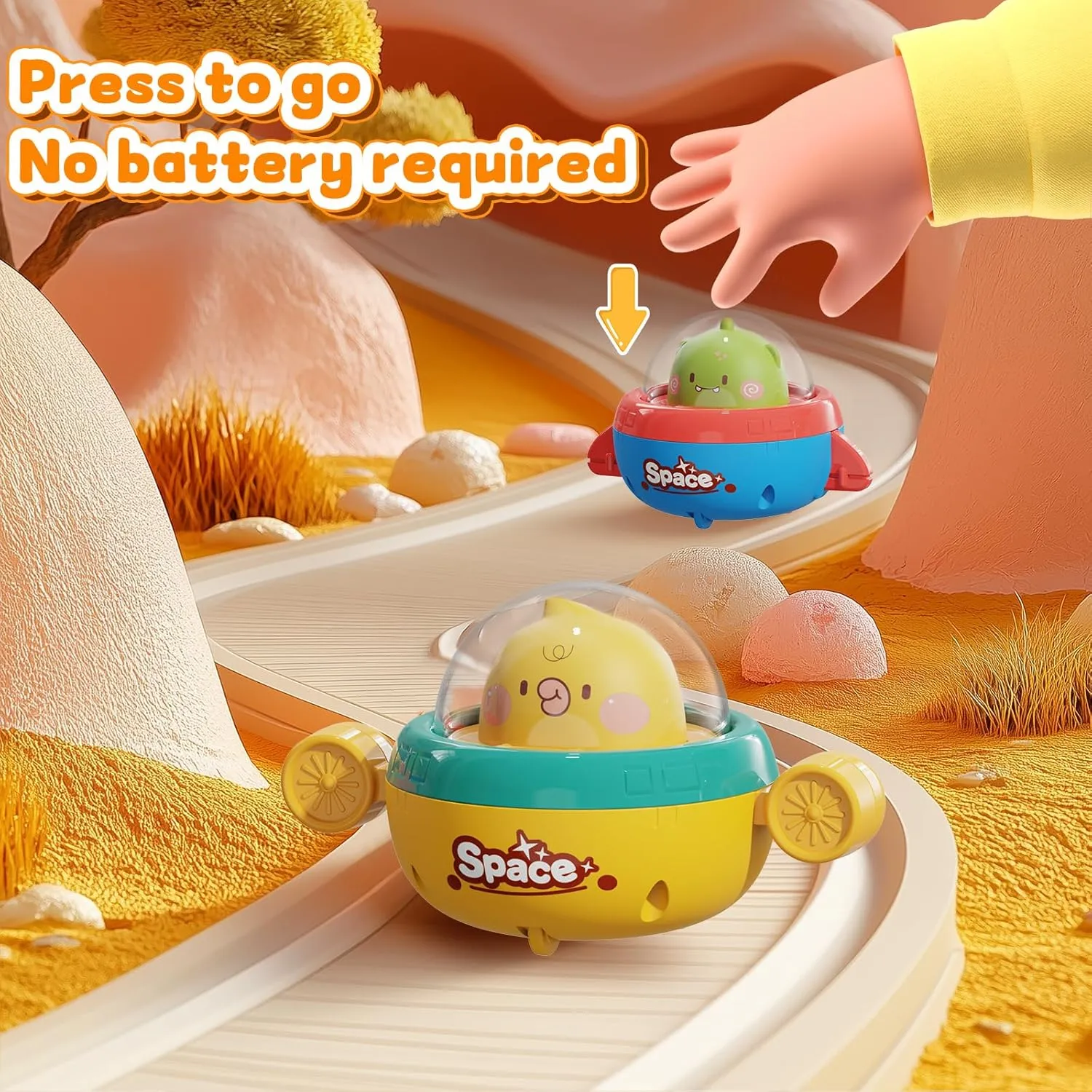 4PCS Animal Car Toys for Toddlers 1-3,Press and Go Car Toys for Ages 0-2,Baby Toys 6-12-18 Months,Spaceship 1 Year Old Boy Toys,First Birthday Gifts Infants Toys for 1 Year Old Boy & Girl
