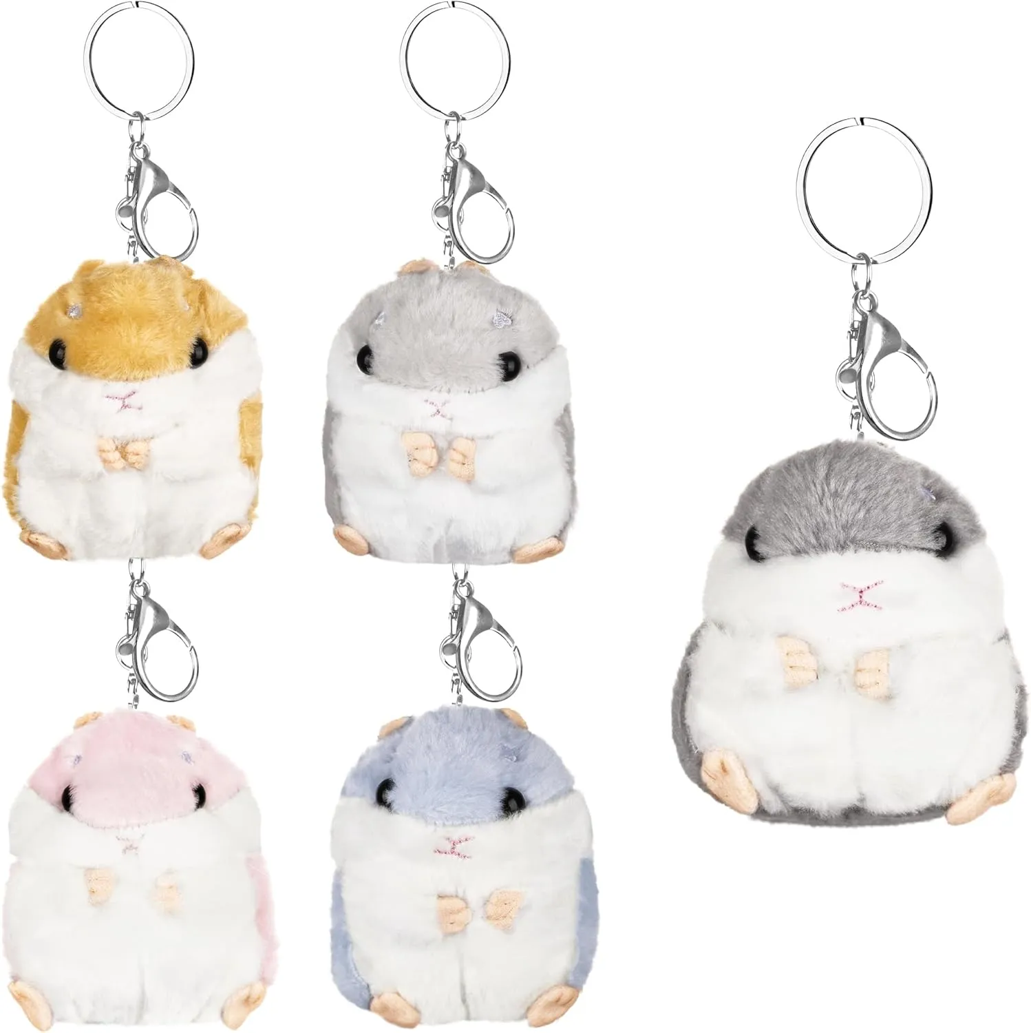 5 Pack Cute Hamster Plush Cotton Hamster Stuffed Animal Plush Toy Keychain for Kid Boy Girl Wallet Backpack Handbag Charms Party Favors Goodie Bag Birthday Gift