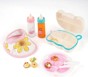 5 PCS Reborn Baby Doll Accessories for 12-16 Inch Babies Doll, Bibs, Mini Food Toy, Dinner Tray, 2pcs Bottles Feeding Accessories Set Lifelike Baby Dolls Girls(Dolls not Included)