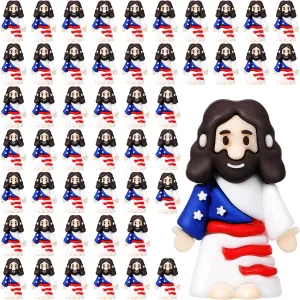 50 Pcs Mini Jesus Figurine Toy Bulk Little Original Design Rubber Jesus Figurine Toy Hide and Seek Religious Party Gift Sunday School Craft Christening Party Gift