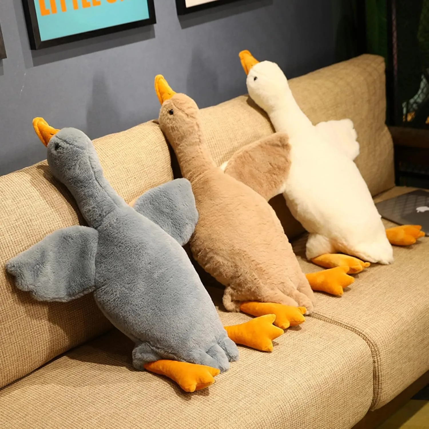 50/90cm Giant Goose Stuffed Animals Plush Toys Soft Pillow Cushion Cute Goose Plush Toy Stuffed Animals Toy Gifts for Kids Adults Pink 90 cm