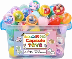 50 Pack Adorable Party Favors Capsule Toys, Bulk Mini Kawaii Claw Machine Prizes Birthday Gifts for Boys Girls Goodie Bag Christmas Stocking Easter Stuffers Treasure Box Classroom Prizes