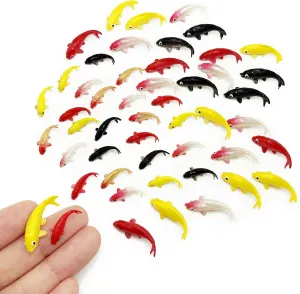 50PCS Miniature Koi Fish Tiny Goldfish Figurines for Mini Dollhouse Fairy Garden Micro Landscape Decoration