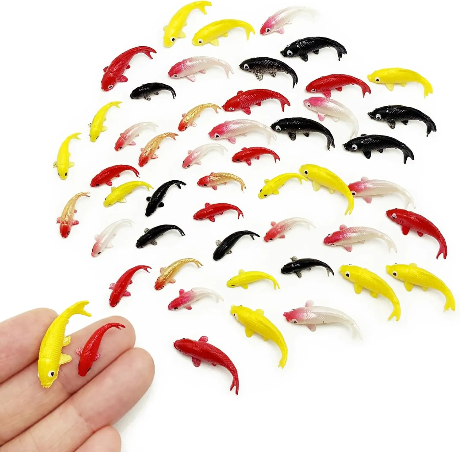 50PCS Miniature Koi Fish Tiny Goldfish Figurines for Mini Dollhouse Fairy Garden Micro Landscape Decoration
