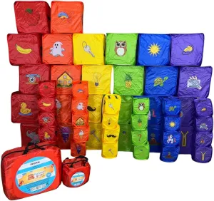 52Pcs Toddler Building Blocks - Foldable Jumbo Blocks, Kids Building Blocks, Alphabet, Numbers, Pictures, Puzzle Learning Toys for Toddlers (Combo Pack 52 Pcs)