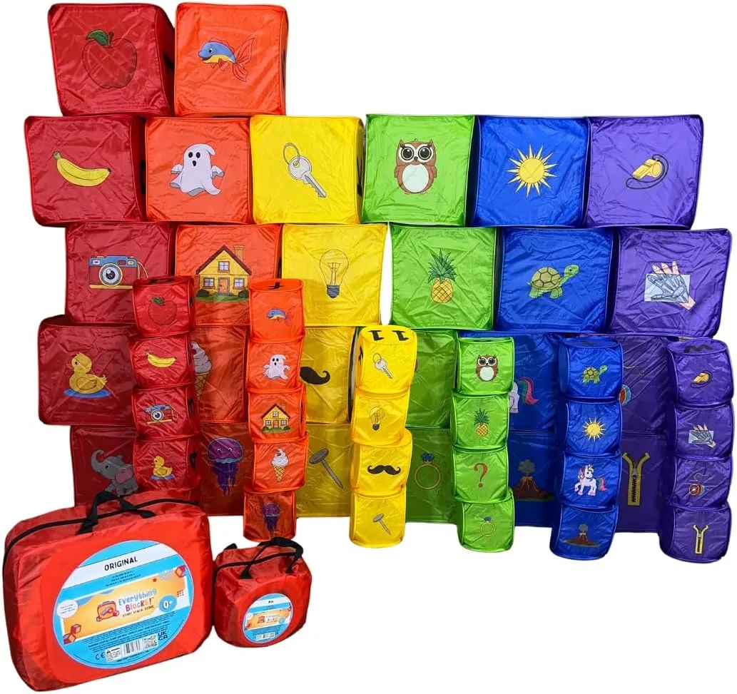 52Pcs Toddler Building Blocks - Foldable Jumbo Blocks, Kids Building Blocks, Alphabet, Numbers, Pictures, Puzzle Learning Toys for Toddlers (Combo Pack 52 Pcs)