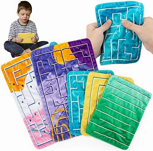 5 Pcs Marble Maze Mat Sensory Fidget Stress Relief Toys,Sensory Mat Anxiety Calming Toys,Tactile Sensory Toys for Kids Adults Teens Autism with Special Needs School Classroom Home Supplies,2 Sizes