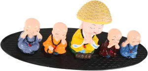 5Pcs Whimsical Figurine Cute Bobblehead Dashboard Ornament with Four for Car Interior Decor Durable Material and Creative Design for Home Garden