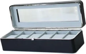 6 Slots Watches Storage Box Watch Display Holder Crafts PU Leather Container Multipurpose Case for Men Women Table Dresser
