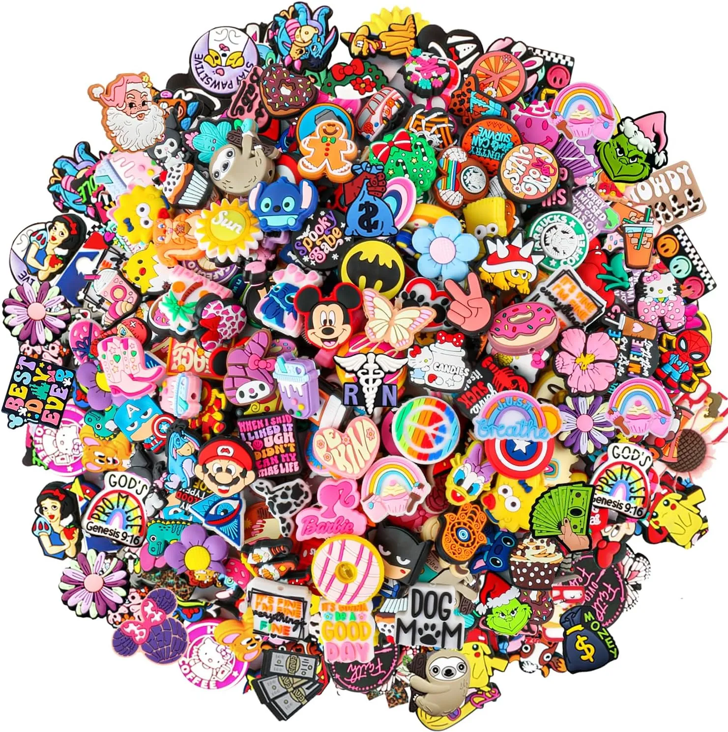 60Pcs Non-Repeat Cartoon Silicone Focal Beads for Pens,Random Cute Characters Focal Beads Bulk for Bead Pens Keychain and Crafting Supplies