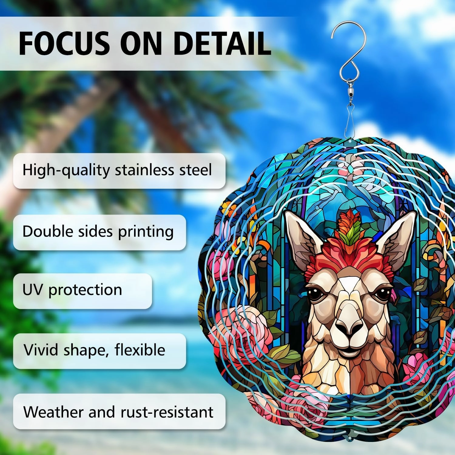 64memory Llama Wind Spinner, Llama Wind Spinner Hanging for Yard and Garden, Unique Gift Wind Spinner, 3D Hanging Wind Spinner Outdoor, Cute Llama Wind Spinner WD01