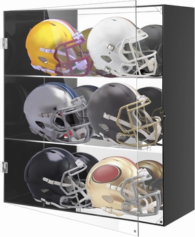 6 Mini Helmet Display Case Acrylic Clear Mini Football Helmet Showcase Wall Mount Display Cabinet with Magnetic Door Protection Collectibles Box Ideal Gift for Sports Enthusiast