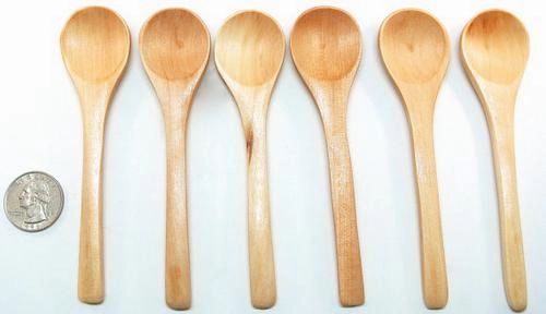 6 Small Wood Spoons for Honey, Jam, Sugar