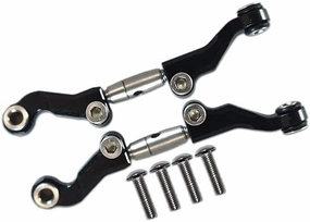 6pc Set Upgrades Aluminum Stainless Steel Adjustable Front Steering Tie Rod LOSI 1/18 2WD Mini-T 2.0 LOS01015 RC Cars by GPM (Black)